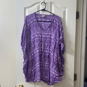 Lightweight Purple Geometric Swim Coverup Tunic